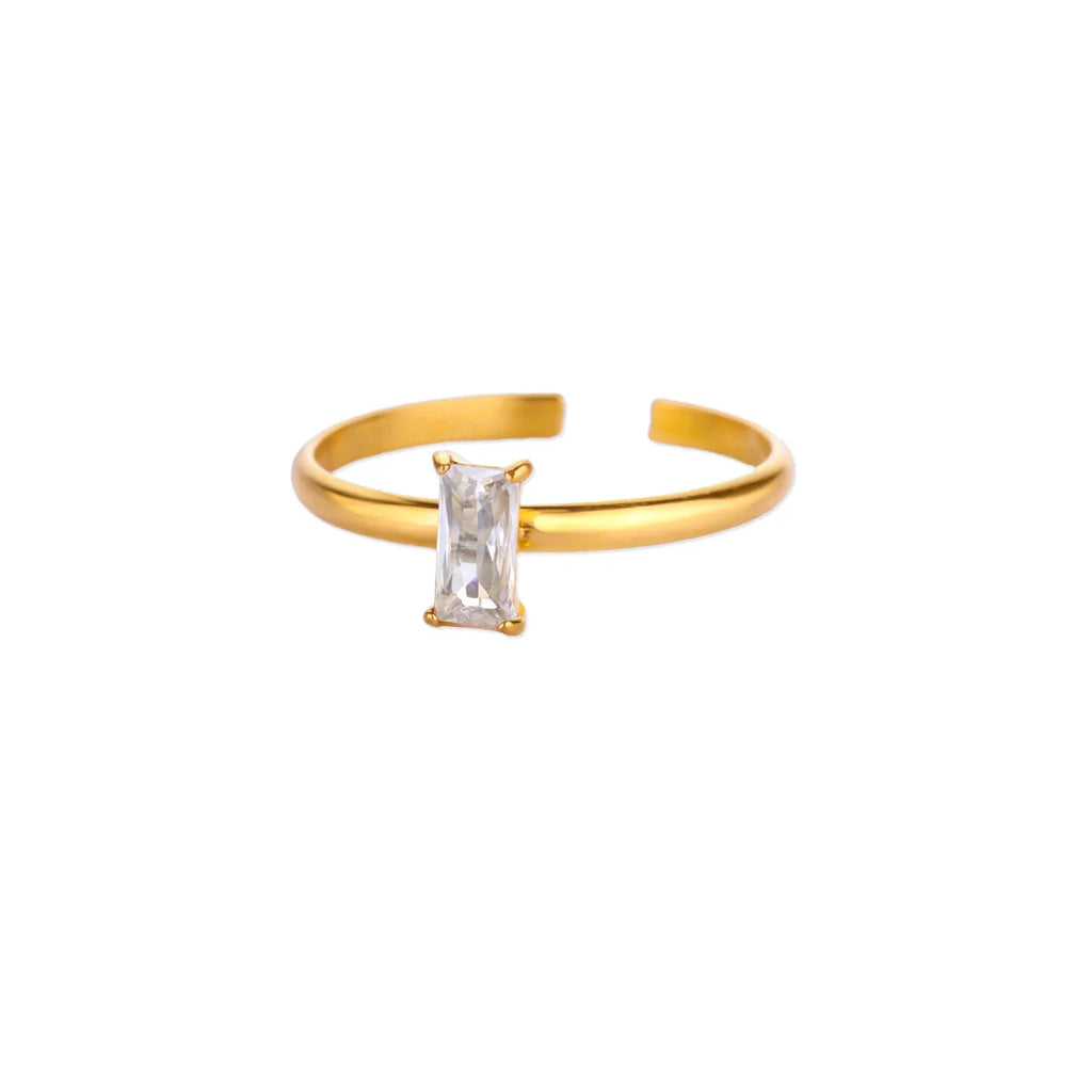 Bague ajustable avec pierre de naissance rectangulaire
