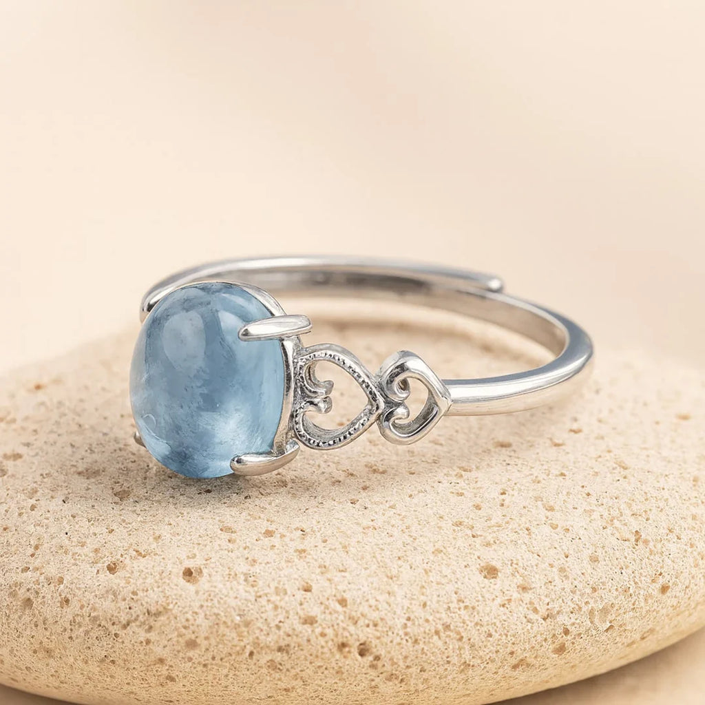 Bague Ajustable "Cristal de Mer" en Aigue-Marine