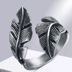 Bague ajustable plume argentée
