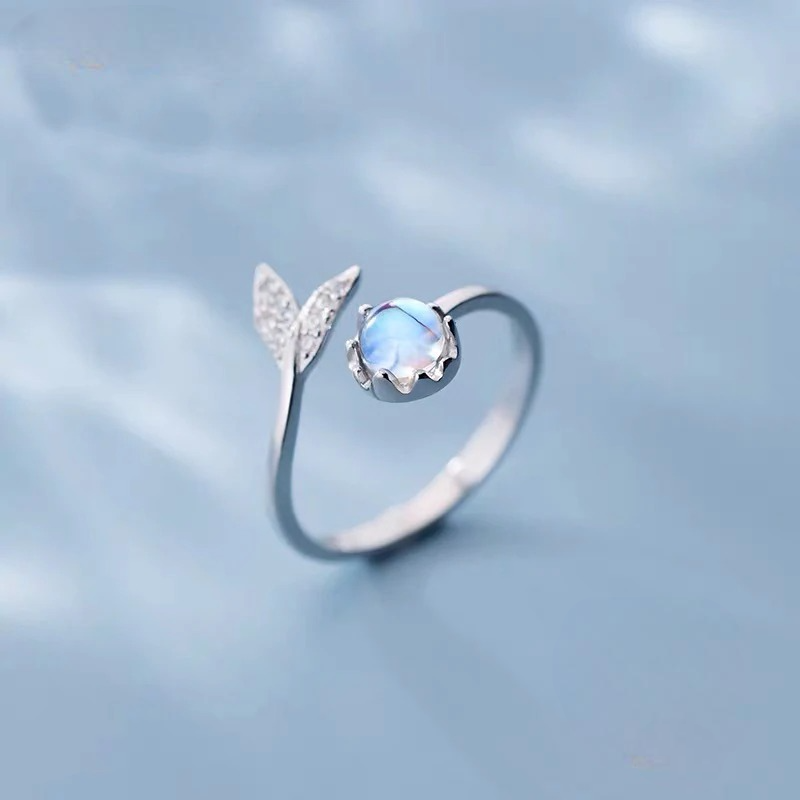 Bague Anneau Argenté Pierre de Lune