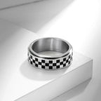 Bague Anneau avec Carrés Noirs Anti-Stress Tournant