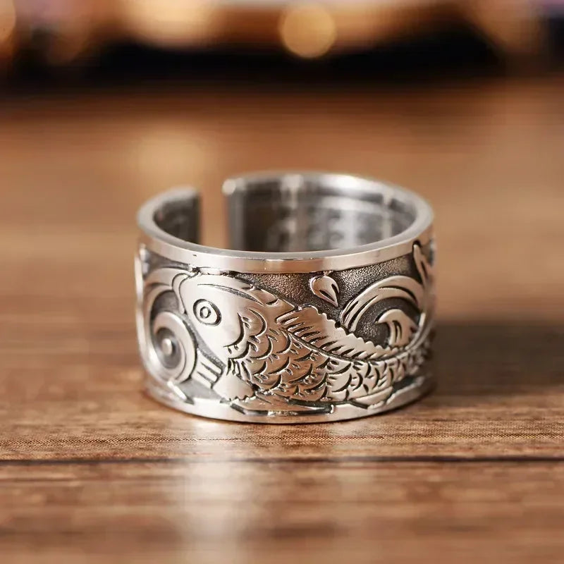 Bague Anneau avec Poissons de Style Ethnique
