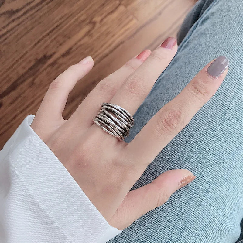 Bague Anneau de Femme Style Ethnique argent