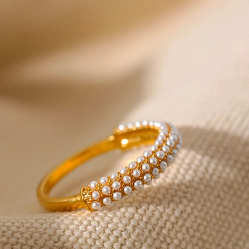 Elégante Bague Anneau de Style avec Perles