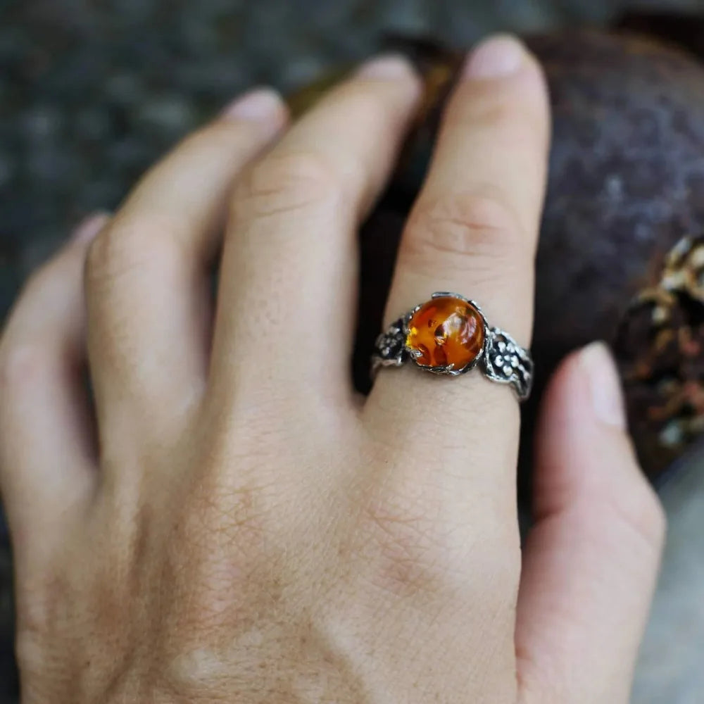 Bague Anneau Fleurs et Perle Style Rétro