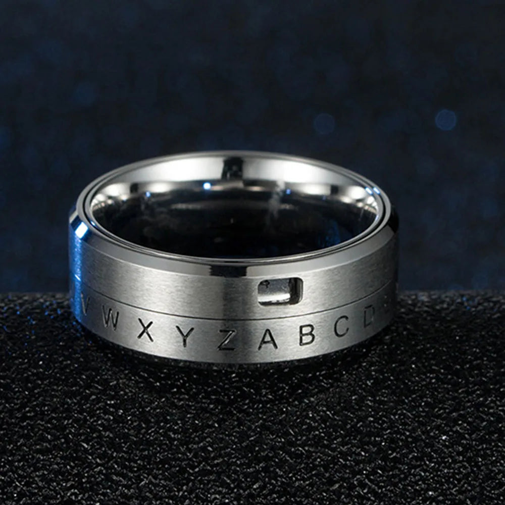 Bague Anneau Lettres Anti-Stress Tournant argent