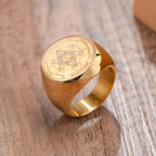 Bague Anneau Noirs Cube Métatron or