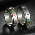 Bague Anneau avec Coeurs ou Pattes Anti-Stress Tournant pattes