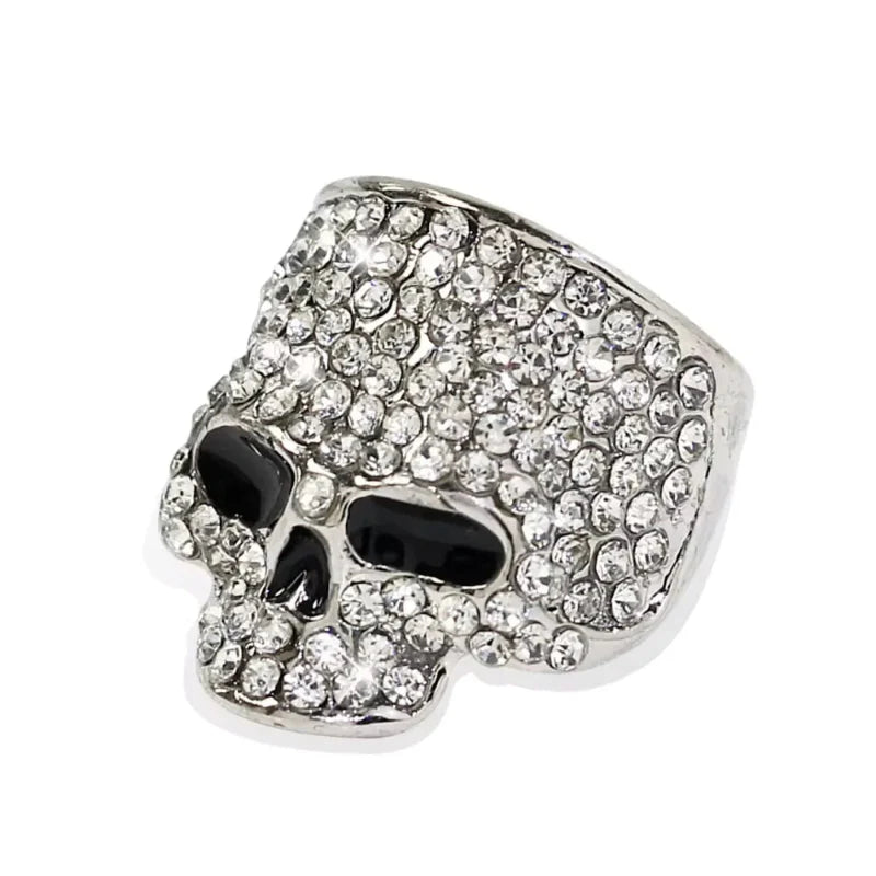 Bague Anneau Tête de Mort en Strass