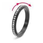 Bague Anneau Tournant Anti-Stress avec Zircon noir