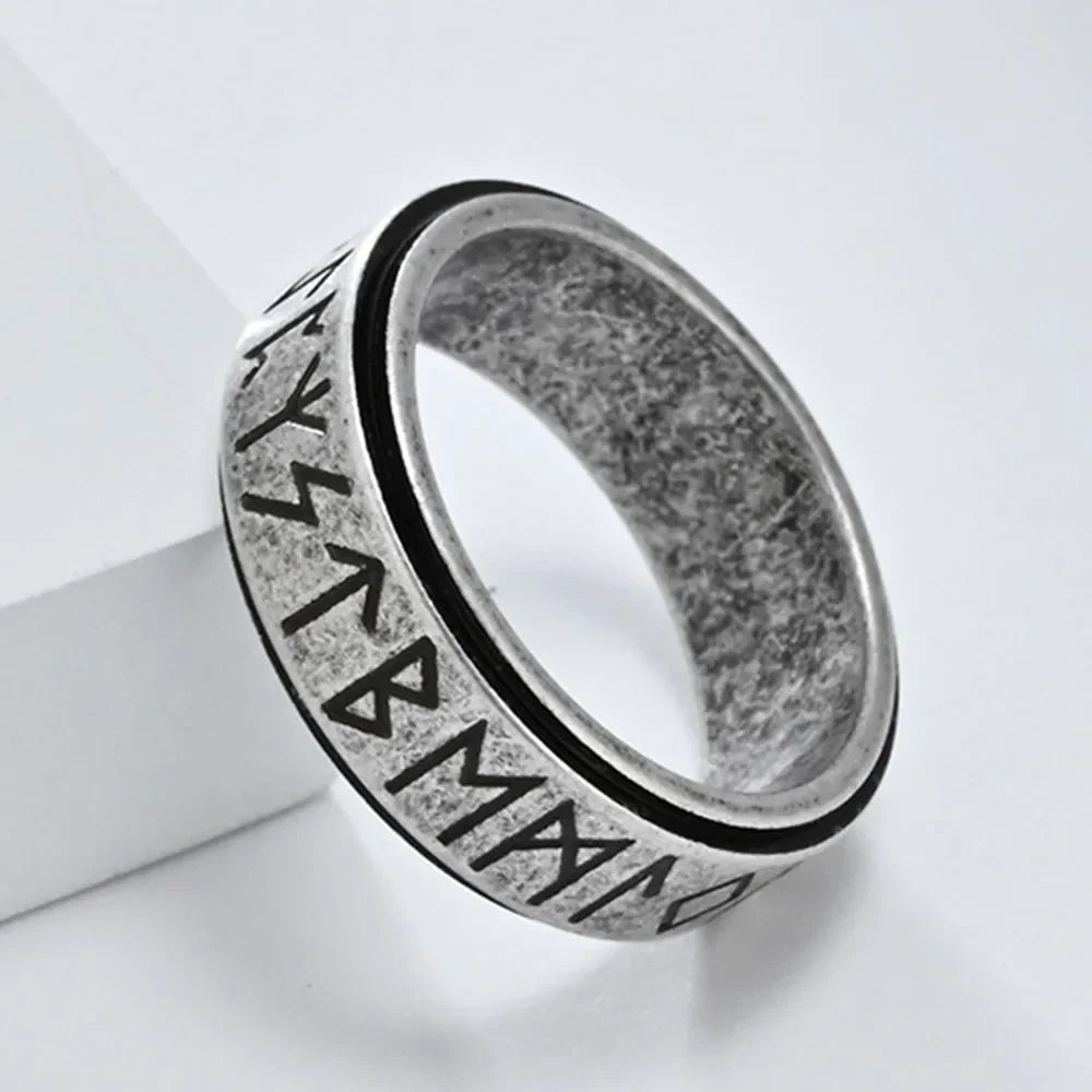 Bague Anneau Viking Homme Anti-Stress Tournant gris