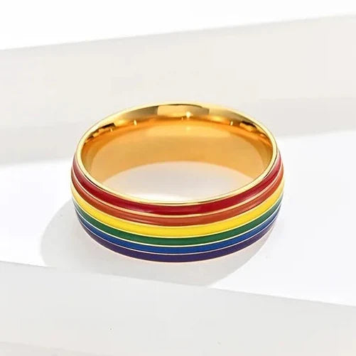 Bague arc-en-ciel homme or