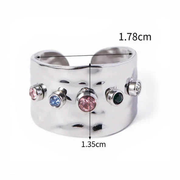 Bague large arc-en-ciel