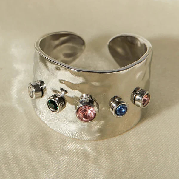 Bague large arc-en-ciel
