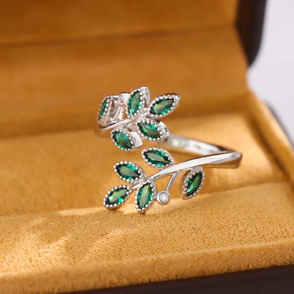 Bague avec Feuilles Vertes Automnales