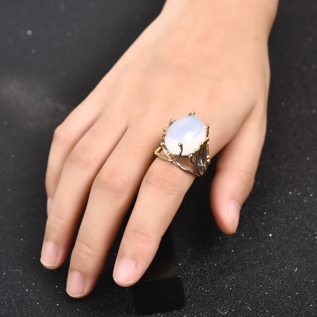 Bague avec Pierre Naturelle Pierre de Lune