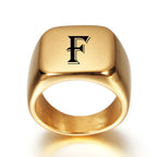 Bague large homme personnalisée avec initiale f