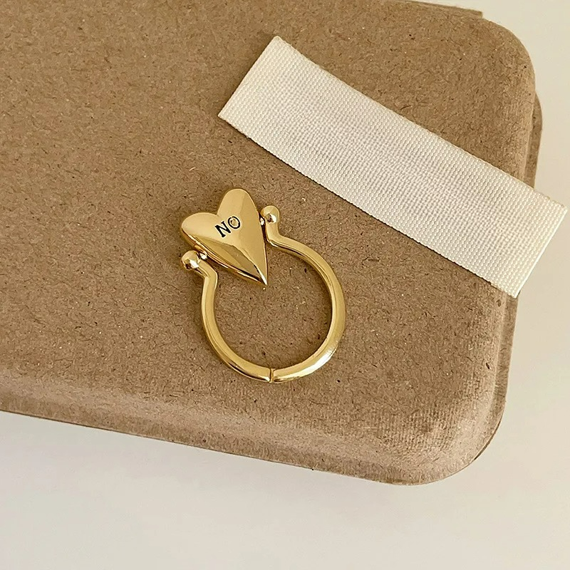 Bague Coeur "Yes" et "No" pour Couple d'Amoureux or 