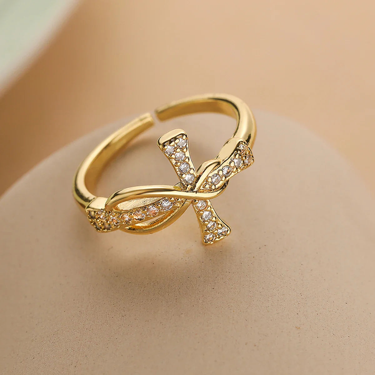 Bague Croix Chrétienne Zircon Femme or