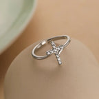 Bague Croix & Pierre Zircon Femme argent
