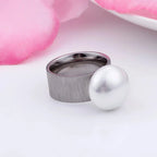 Bague de Style Rétro avec Perle Blanche argent