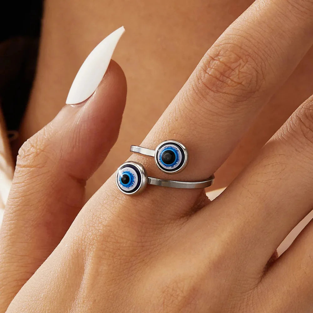 Bague Elégante Turque Contre le Mauvais Oeil argent