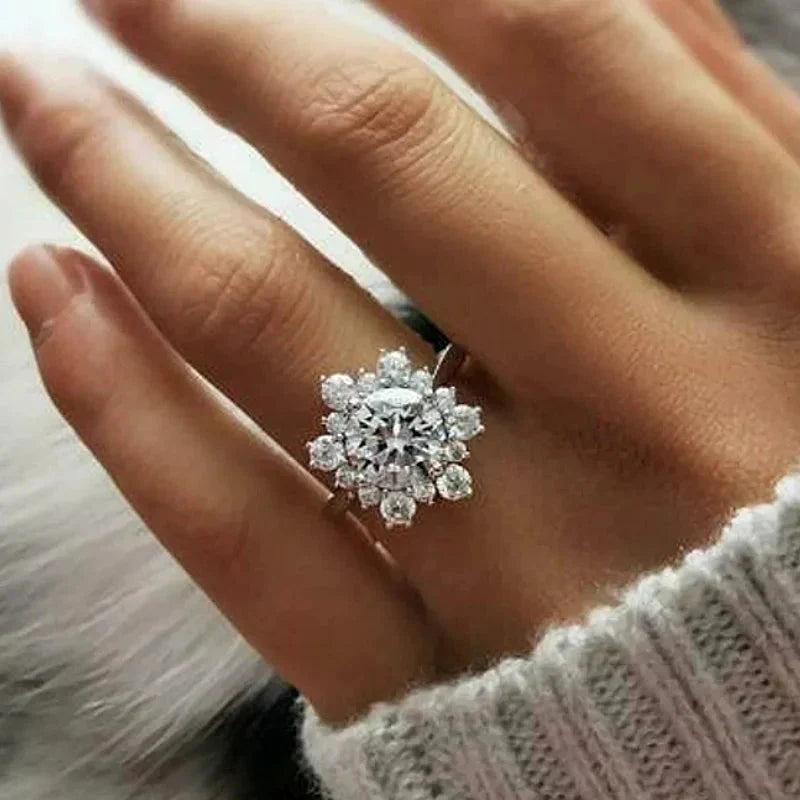 レディース 雪の結晶リング 冬 シルバー キュービックジルコニア