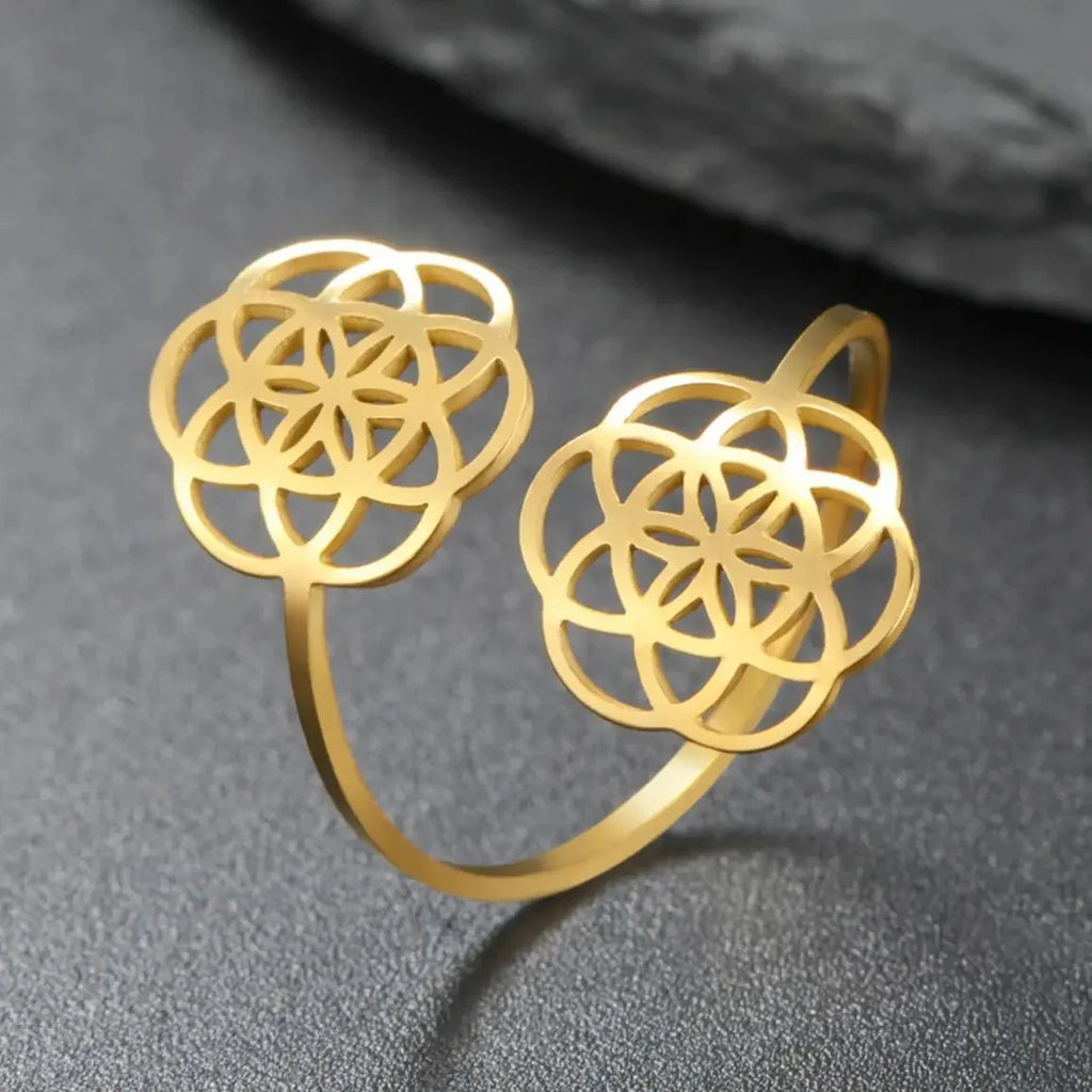 Bague Graine de Vie Femme Fleur Mandala or