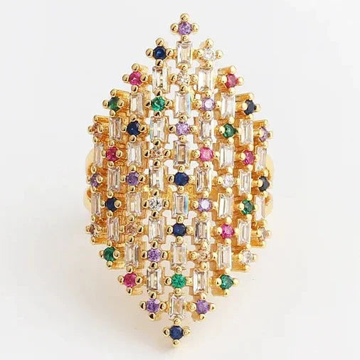 Bague large arc-en-ciel femme multicolore