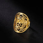 Bague Mandala Femme Anneau Fleur or