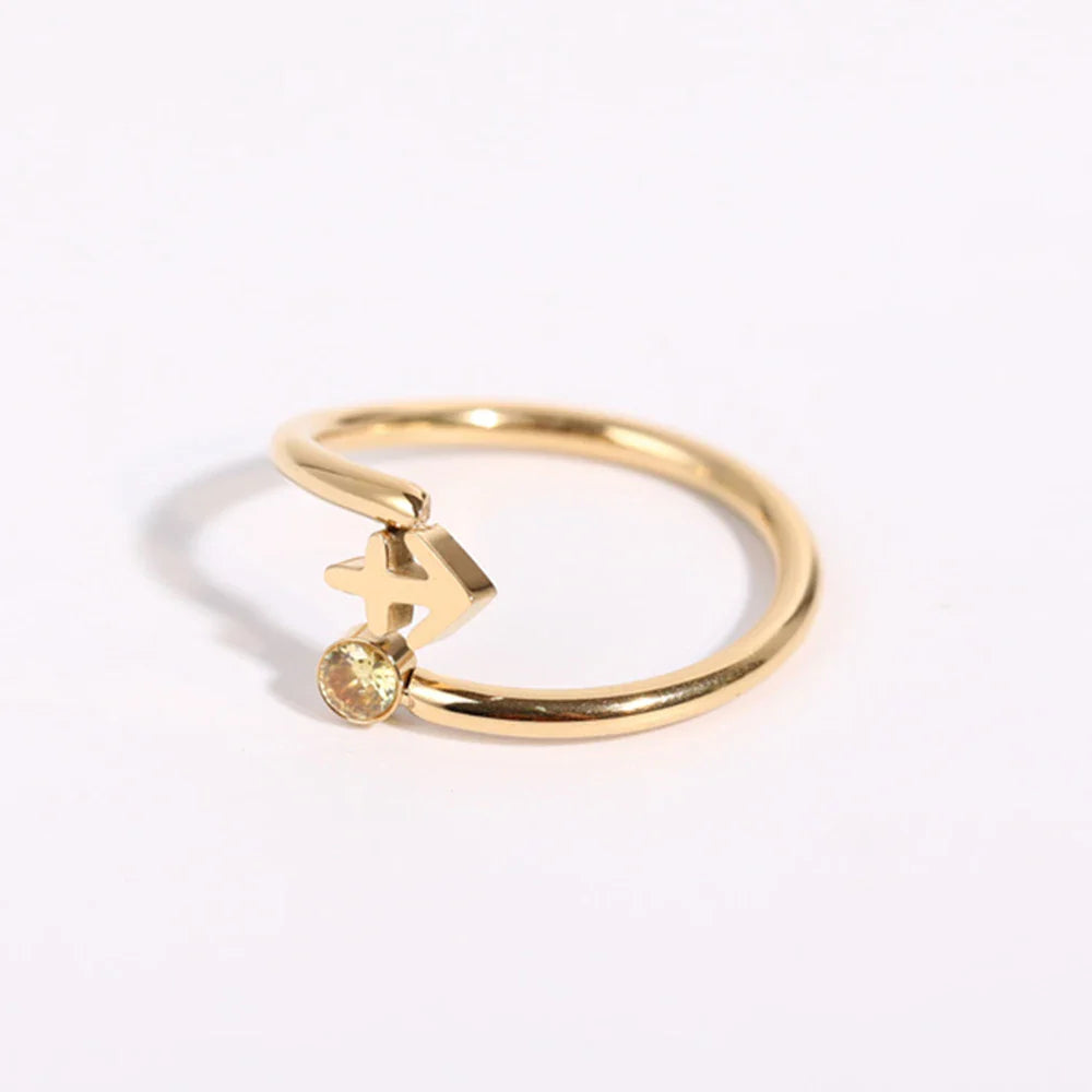 Bague Or Signe du Zodiaque 12 Constellations sagittaire