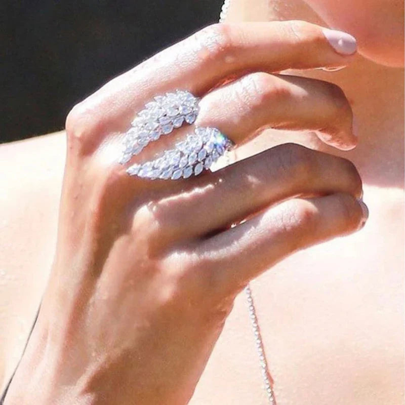 Bague Plume en Zircon argent