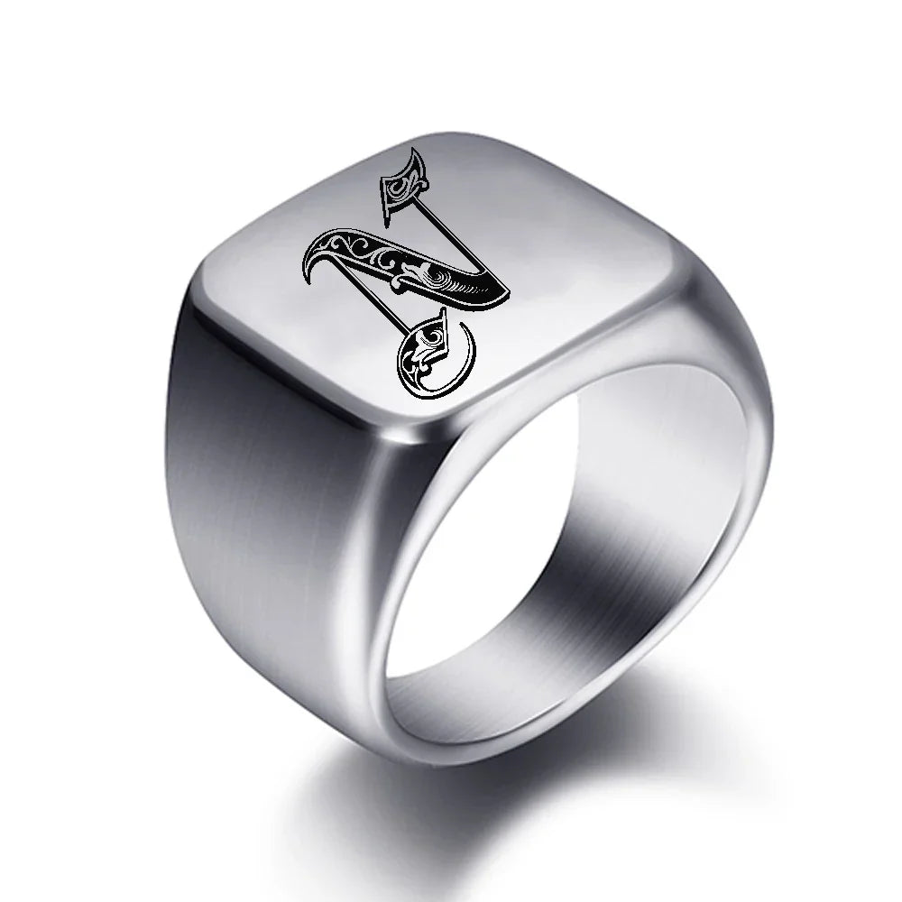 Bague large homme initiale n