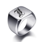 Bague large homme initiale i