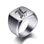 Bague large homme initiale l