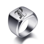 Bague large homme initiale p