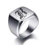 Bague large homme initiale r