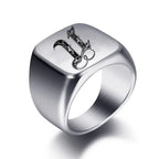 Bague large homme initiale u