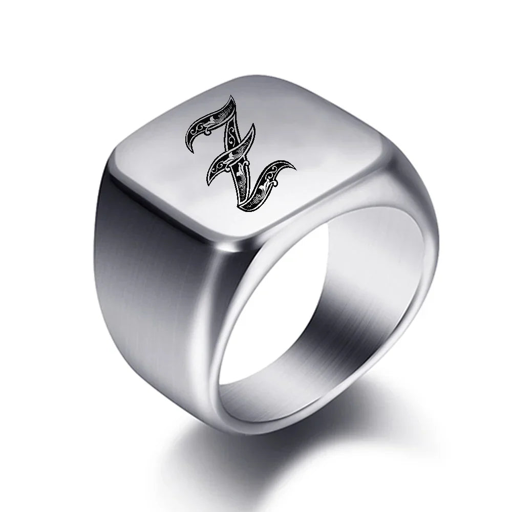 Bague large homme initiale z