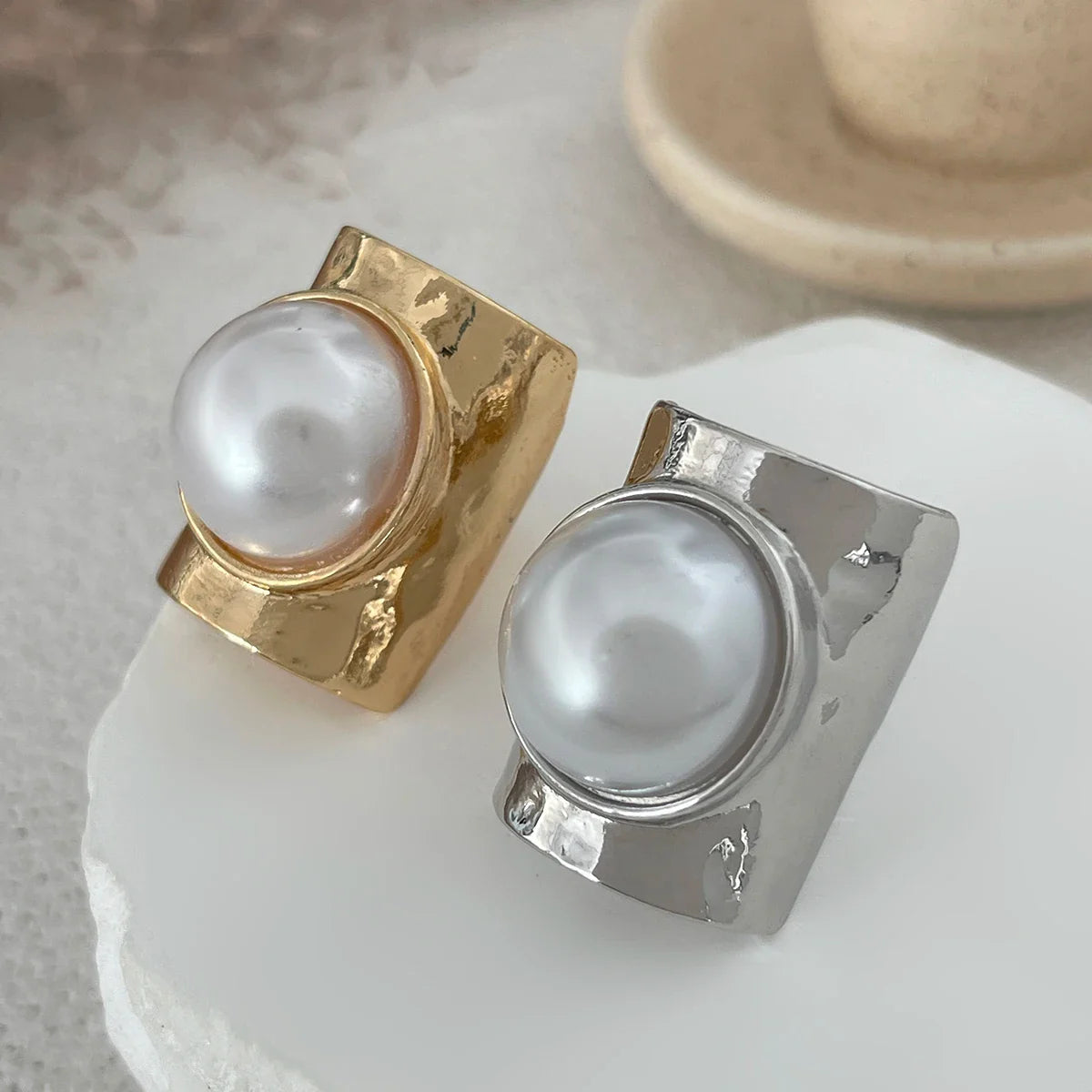 Bague Rétro Femme avec Perle or
