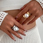 Bague Rétro Femme avec Perle or