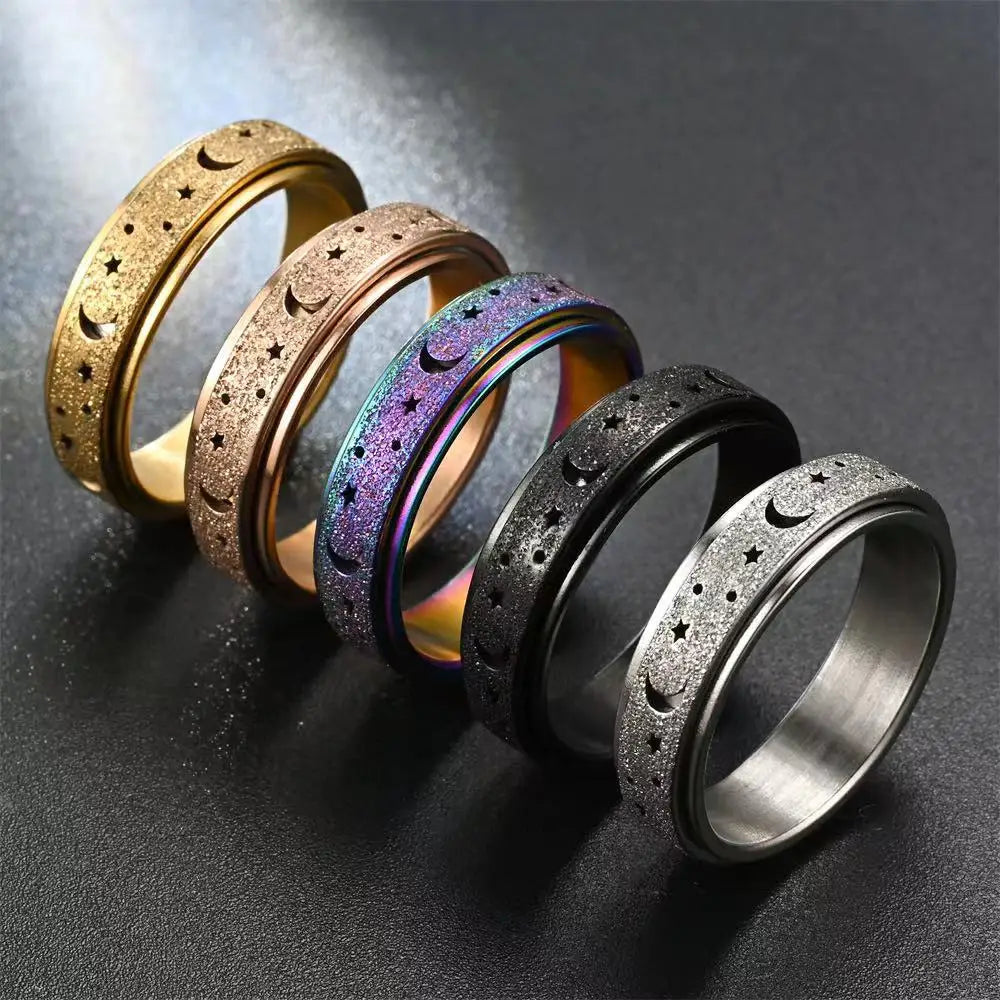Bague Rotative avec Croissants de Lune pour Homme