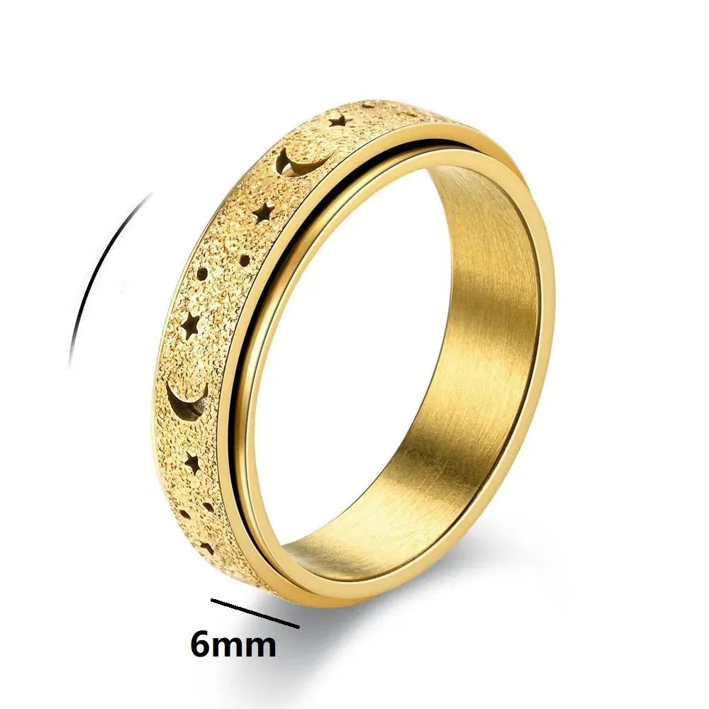 Bague Rotative avec Croissants de Lune pour Homme or