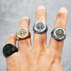Bague Vintage Boussole Rose des Vents pour Homme