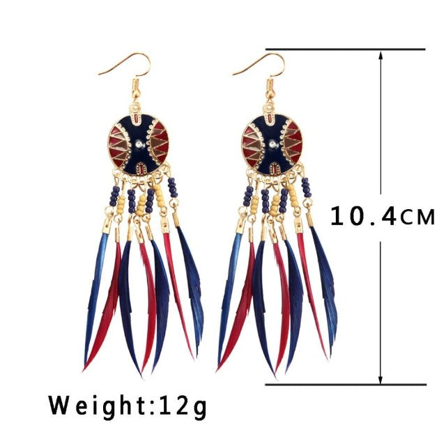 アフリカンエスニック ピアス ブルー×レッド