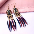 アフリカンエスニック ピアス ブルー×レッド