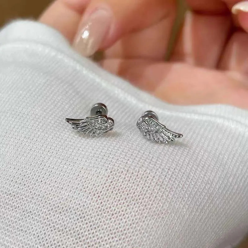 Boucles d'oreilles ailes d'ange blanc