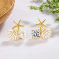 Boucles d'Oreilles Clou Coquillages et Perle
