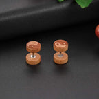 Boucles d'Oreilles Clou en Bois Yin Yang beige