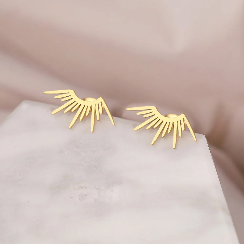 Boucles d'Oreilles Clou en Demi-Cercle Soleil or